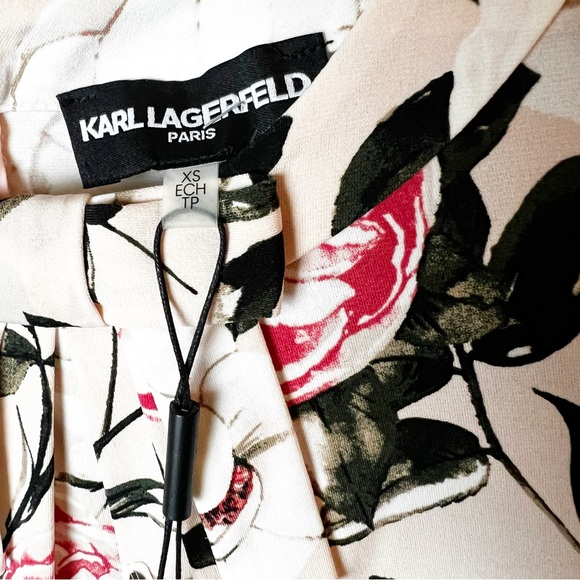 NWT SZ XS Karl Lagerfeld Bloom Floral Long Sleeve Shirt Stretch - Picture 6 of 7